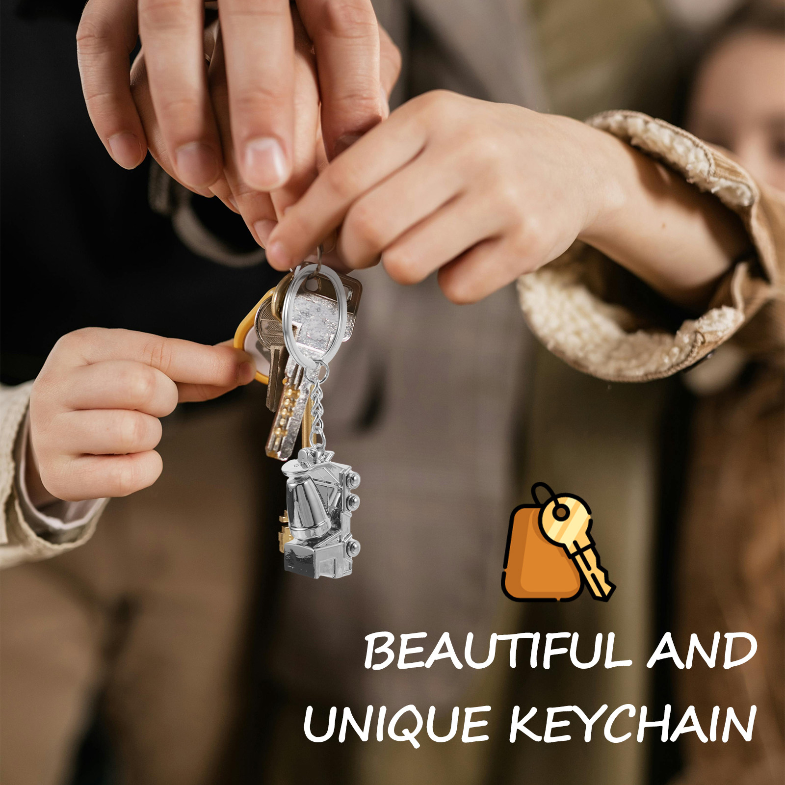 Heavy Equipment Truck - Alloy Mixer Truck Keychain 3D Construction