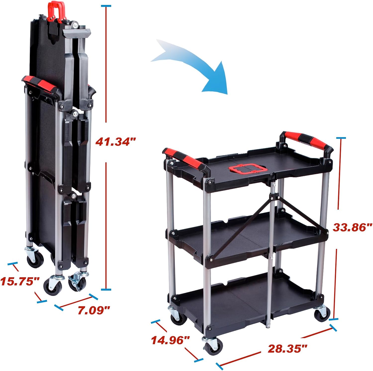 3-Shelf Foldable Rolling Utili - Heavy Equipment For Construction 评论和价格